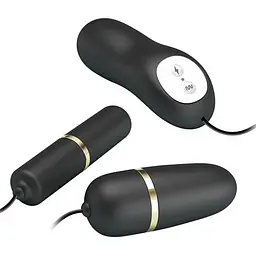Віброяйце з вібропулею Pretty Love Electric Stimulation Double Vibro-Bullets Black - мініатюра 4