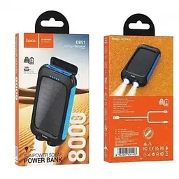 Зовнішній акумулятор Hoco DB51 8000mAh Sunpower solar power bank with light + сонячна панель 6942007621403 - мініатюра 5