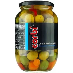 Оливки Corbi Coctel Mediterraneo з кісточкою та овочами 835 г