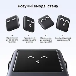 USB-C хаб UGREEN Uno CM888 концентратор 6-в-1 2 USB-A та 2 USB-C для даних USB 3.2 до 10 Гбіт/с відеовихід HDMI 4K 60 Гц для HDMI потрібен відеовихід USB-C на джерелі з підтримкою заявленого режиму наскрізне заряджання з входом PD до 100 Вт індикація стану емодзі без встановлення драйверів для macOS Windows Linux темно-сірий із чорними елементами (35998) - мініатюра 4