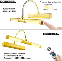Світлодіодний світильник HONWELL LED Picture Light бездротовий 3 режима з дистанційним керуванням - мініатюра 4