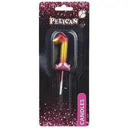 Свічка в торт Цифра-1 райдужна 4,5см Pelican 864561 - мініатюра 1