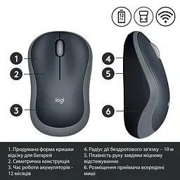 Мишка Logitech M185 swift grey (910-002238) - мініатюра 4