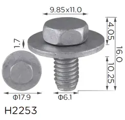 Гвинт з шайбоюVolkswagen, GREAT WALL, Audi, Seat, Skoda (N10009110, N10009112, C1430612F3E, 19808) (H2253)