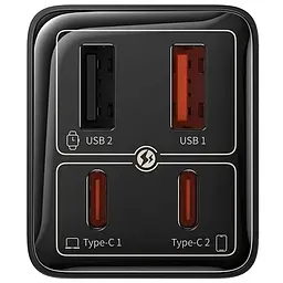 МЗП GaN6 Pro Fast Charger PD100W+QC3.0 (2USB-A/2C) (P101627) Cluster Black Baseus teh0029599 - мініатюра 2