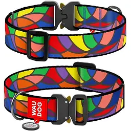 Нашийник для собак Waudog Nylon нейлоновий з QR паспортом малюнок Вітраж Розмір XXL