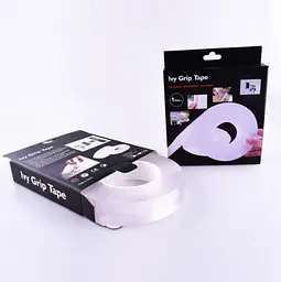 Багаторазова клейка стрічка прозора 1 метр двосторонній скотч ivy grip tape - мініатюра 2