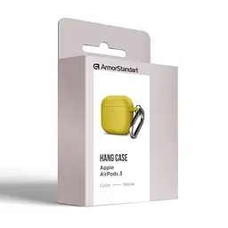 Силіконовий чохол для навушників Apple AirPods 3, Hang Case, жовтий, ультратонкий захисний кейс товщиною 2 мм, захист від подряпин, пилу та ударів, компактний, з карабіном для кріплення, ArmorStandart (ARM60325) - мініатюра 8