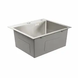 Кухонна мийка нержавійка 50x45 Platinum Handmade (сифон круглий, 3,0/0,8), Нержавіюча сталь - мініатюра 3
