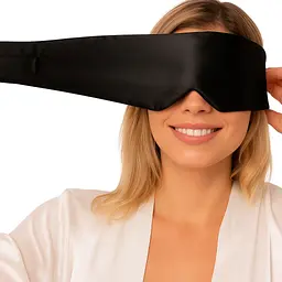 Шовкова маска для сну зі 100% натурального шовку (чорний) - мініатюра 2