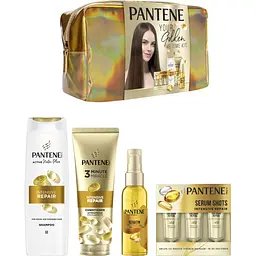 Подарунковий набiр Pantene Інтенсивне відновлення: Шампунь 250 мл + Бальзам-ополіскувач 160 мл + Олія для волосся 100 мл + Засіб для догляду за волоссям 3х15 мл