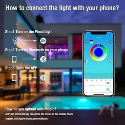 Ліхтар вуличний прожектор RGB керування через Bluetooth світильник Smart LED 7982 IP66 50 W - мініатюра 7