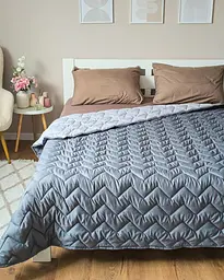Одеяло двуспальное двустороннее летнее из холофайбера Leri Max 21542 180х210 см графитовое