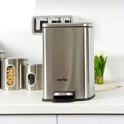 Відро для сміття MBM My Home з кришкою та педаллю 5 л сірий (BIN-15 5L SS) - мініатюра 12