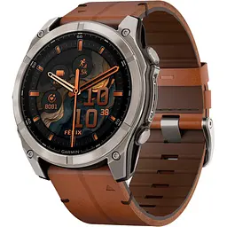 Смарт-годинник Garmin Fenix 8 AMOLED Sapphire 51mm Titanium with Chestnut Leather Band [010-02905-40] [115083]