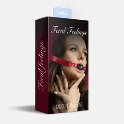 Кляп силіконовий Feral Feelings Silicon Ball Gag Red/Black, червоний ремінець, чорна кулька - мініатюра 2