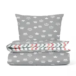 Дитяча постіль Cosas Grey Crown CS1 без простирадла 110х140 см (CrownGreyWave_140_2)