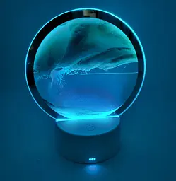 Настільна LED лампа нічник RGB пісочний годинник Картина рухомий пісок USB світильник UKC 3D Sandscape зелений - мініатюра 2