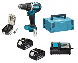 Шурупокрут-дриль акумуляторний Makita DDF484RTJ з набором біт Makita B-68317 (54 Нм, 1.5-13 мм, BL, LXT)