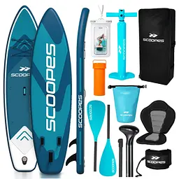 Надувна SUP-дошка 320 см, 150 кг, 2 в 1 із сидінням каяка, веслом-трансформером, рюкзаком та гермомішком