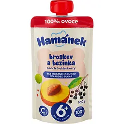 Фруктове пюре Hamanek Pouch Яблуко з персиком і бузиною 100 г