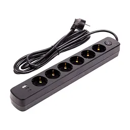 Мережевий фільтр живлення PowerPlant 3м, 6 розеток, USB (YS-N6086/3c) (EX610662)