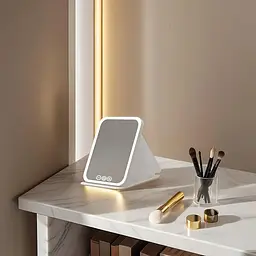 Дзеркало для макіяжу Lighted makeup mirror з LED-підсвічуванням, складне, сенсорне керування, Type-C, з регулюванням яскравості - мініатюра 4