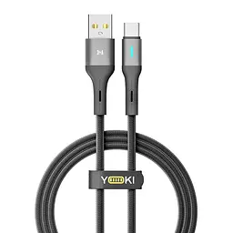 Кабель для заряджання та обміну даними USB Yoki YK-LE17 LED Series USB/Type C 60W 3A/20V 1.2 m Black