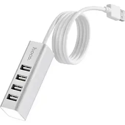 Концентратор Hoco USB 2.0 to 4xUSB Line machine HB1 Silver (6957531038146) - мініатюра 3