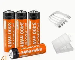 Акумулятори пальчикові AA з входом USB Type-C 3400mWh 1.5V акумуляторні батареї з роз'ємом для зарядки в іграшки пульти - мініатюра 4