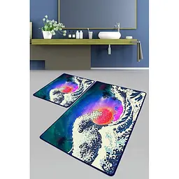 Набір килимків для ванної кімнати Chilai Home Tidal Wave Banyo Halisi Djt 60 x 100 + 50 x 60