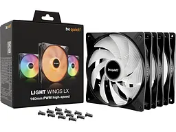 Вентилятор для корпусу Be quiet! Light Wings LX 140 PWM Triple-Pack Black (BL130) - мініатюра 5