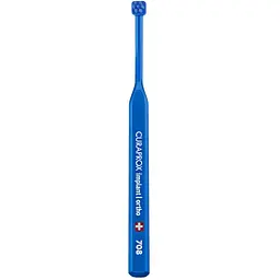 Монопучкова зубна щітка Curaprox CS 708 Implant Ortho зі згинаючою голівкою синя