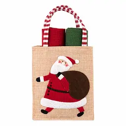 Подарунковий набір рушничків в мішечку Ardesto Christmas Santa 38х63см, 2шт, 100% бавовна, червоний, зелений (ART3863HSB)