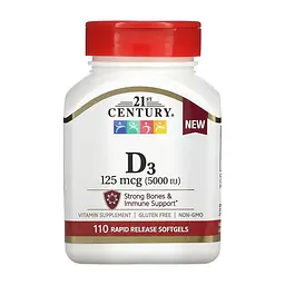 Вітамін D3, D3 125 mcg (5000 IU) - 110 softgels