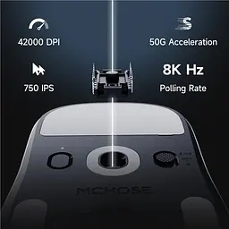Ігрова бездротова мишка MCHOSE A7 v2 Ultra PLUS / Три режими підключення / Сенсор PAW3950Ti / 42000 DPI / White - мініатюра 7