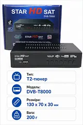 Цифрова ТВ-приставка Т2-тюнер DVB-T2/C IPTV з Wi-Fi, HDMI, USB, дисплеєм та пультом ДК, чорна - мініатюра 2