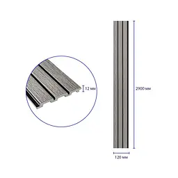 Рейка декоративна Wall Sticker PS 2900х120х12 мм Світло-сірий дуб SW-00001740 - мініатюра 3