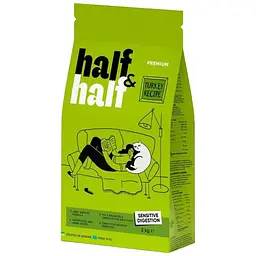 Сухий корм Half&Half для котів із чутливим травленням з індичкою 2 кг