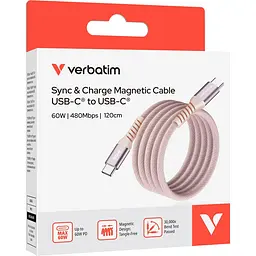 Кабель Verbatim 60 Вт /USB-C–USB-C /120 см-рожевий (31853) - мініатюра 3