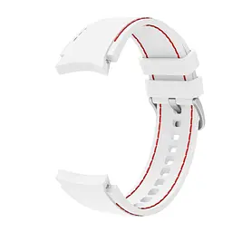 Ремінець силіконовий BeWatch Samsung Galaxy Watch 4/5/Pro Білий з червоним простроченням (0133102) - мініатюра 3