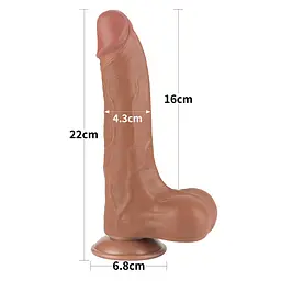 Фалоімітатор Lovetoy Sliding-Skin Dual Layer Dong 8.5'' 22 см (коричневий) - мініатюра 9