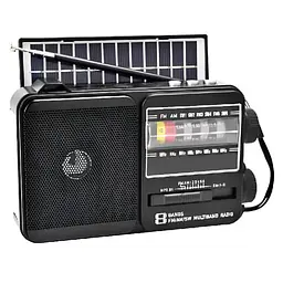 Радіоприймач PX-728BTS Bluetooth портативне радіо MP3-плеєр із сонячною панеллю 18650 USB TF microSD Чорний
