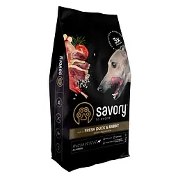 Сухий корм Savory All Breed Сейвори для собак усіх порід, зі свіжою качкою та кроликом, 12 кг (арт.30181)