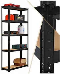 Стелаж LEOBRO Black 150 х 70 х 30 см, 175кг/полиця, 5 полиць (LB-R117) - мініатюра 6
