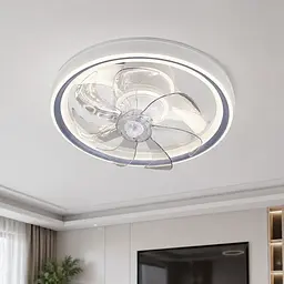 Стельова LED-люстра-вентилятор Artlight FS304GR, біла із сірою окантовкою, 73 Вт, від 10-18 м²