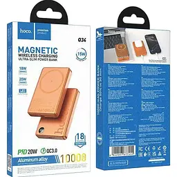 Зовнішній акумулятор Hoco Q34 Clever MagSafe 10000mAh 20W Orange (6942007677455) [174711] - мініатюра 5