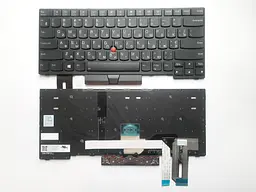 Клавіатура для ноутбуків Lenovo ThinkPad E480 Series чорна з чорною рамкою, з ТП з підсвічуванням RU/US