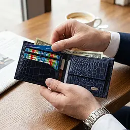 Цікаве чоловіче портмоне з натуральної фактурної шкіри Canpellini 21774 синє - мініатюра 2