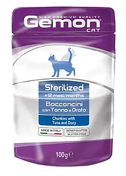 Gemon Cat Sterelized Wet для стерилізованих кішок з тунцем та рибкою Дорі 100 гр